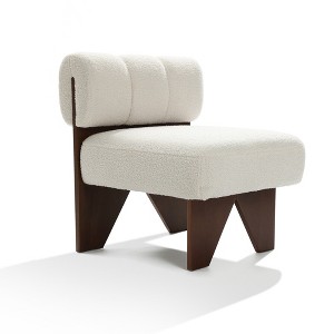 LuxenHome Upholstered White Modern Armless Accent Chair - 1 of 4