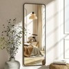 56 inchx 21 inch floor full length mirror standing full body rounded corner rectangle mirrors with stand black bedroom living room - 2 of 4