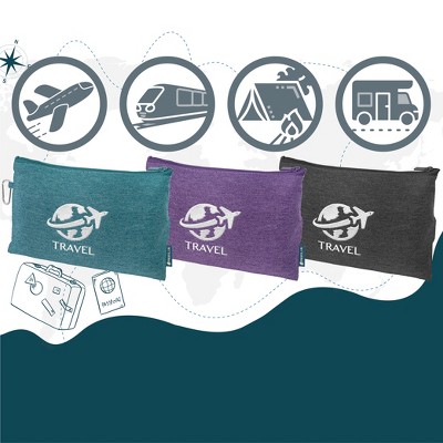 Pavilia Purple Microfleece Travel Blanket and Pillow Set