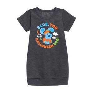 Girls' - Blue's Clues & You! - Blue You And Halloween Boo Graphic Short Sleeve Fleece Dress - 1 of 3