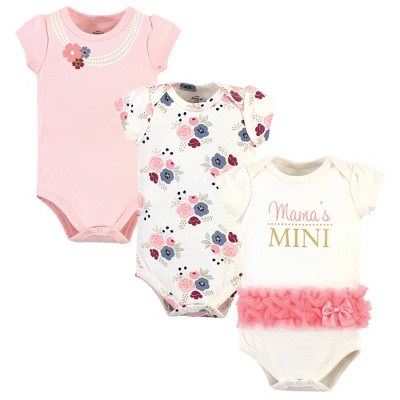 Little Treasure Baby Girl Cotton Bodysuits 3pk, Mamas Mini, 0-3 Months ...