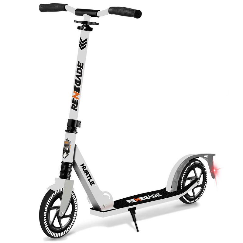 Hurtle Renegade Lightweight Foldable Teen and Adult Ride On 2 Wheel Transportation Commuter Kick Scooter with Adjustable Handlebar , White, 1 of 8