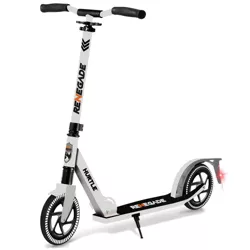 Hurtle Renegade Lightweight Foldable Teen and Adult Ride On 2 Wheel Transportation Commuter Kick Scooter with Adjustable Handlebar , White