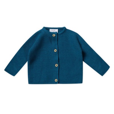 Stellou & Friends 100% Cotton Cardigan Sweater for Boys & Girls Ages 0-6 Years - Ocean Blue Melange / 9-12 Months