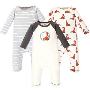 Touched by Nature Baby Boy Organic Cotton Coveralls 3pk, Boho Fox - 1 of 4