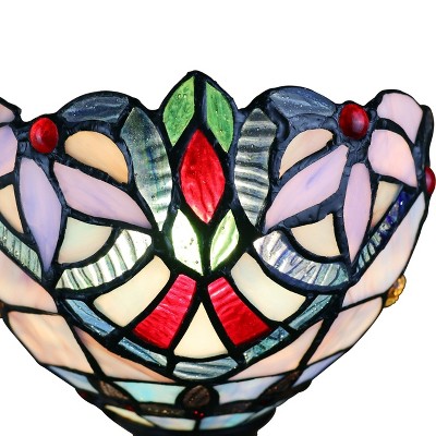 Victorian Tiffany-Style Bronze 1-Light Wall Sconce with Stained Glass Shade