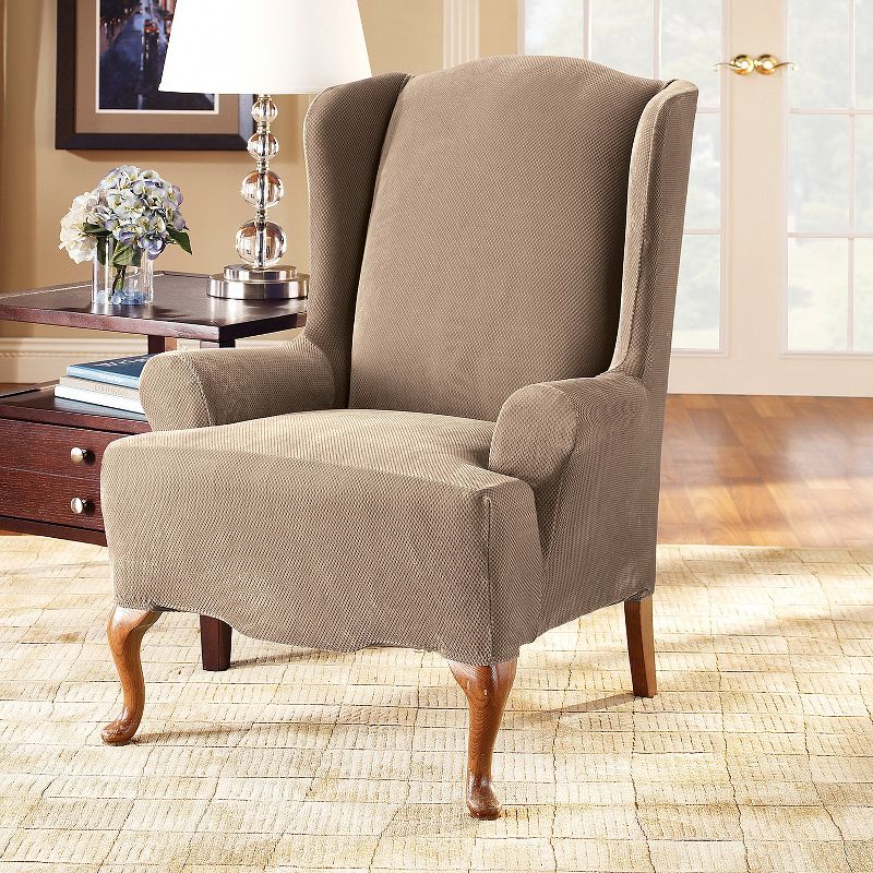 Stretch Pique Wing Chair Slipcover - Sure Fit, 3 of 5
