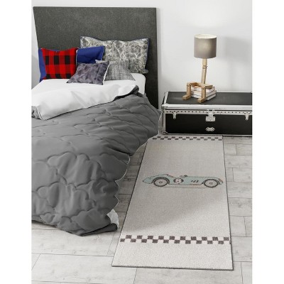 Gray Synthetic Easy Care Stain-resistant Kids Runner Rug