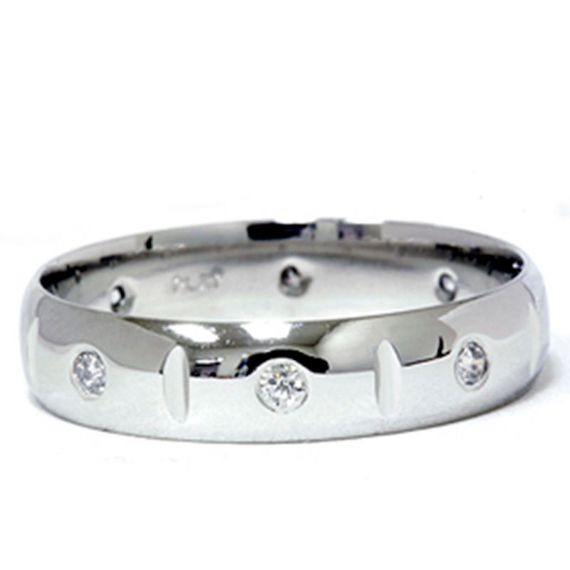Pompeii3 Mens 950 Platinum Diamond Polished Wedding Ring Band, 2 of 5