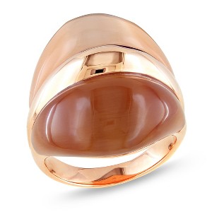EVERLY JEWELRY | Rose Plated Sterling Silver 27 CT TGW Champagne and Coffee Simulated Cat Eye Ring - 1 of 3