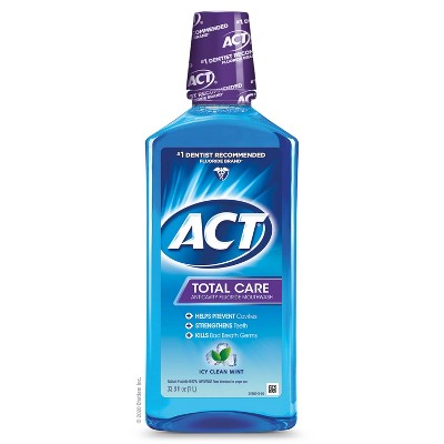 Act Total Care Anticavity Fluoride Mouthwash Icy Clean Mint - 33.8 fl oz