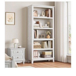 5 Tier Wooden Bookcase Farmhouse Rustic Bookshelf Storage for Living Room Bedroom Home Office - 1 of 4