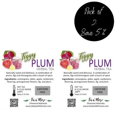 Tea n More Figgy Plum Herbal Tea Caffeine Free - Pack of 2