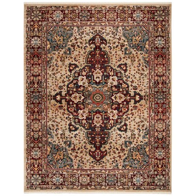 Ivory and Red 9' x 12' Synthetic Reversible Area Rug