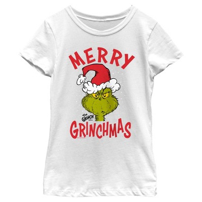 Girl's Dr. Seuss Merry Grinchmas T-shirt - White - Small : Target