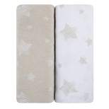 Ely's & Co. Baby Fitted Sheet  100% Combed Jersey Cotton Tan Drawn Star