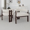 CAVINAS Chenille Upholstered Accent Chair with 3 Wood Legs and Soft Seating,Modern Comfortable Barrel Chairs for Bedroom,Reading Room,Beige,2PC - 2 of 4