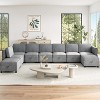 Grey 139" Chenille Sectional Sofa - 9-seater U-shape modular with storage seats, ottomans & reversible chaise - 3 of 4