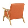 Modern Upholstered Accent Chair with Cushion Back and Seat Solid Rubberwood Natural Finish Living Room - 4 of 4