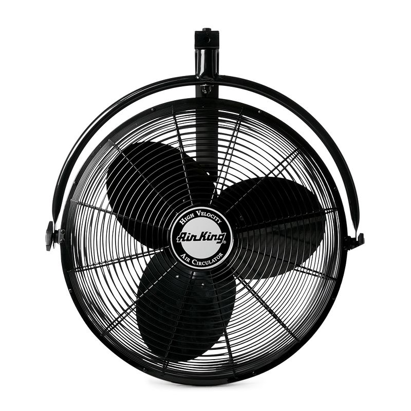 Air King 20 Inch 1/6 Horsepower 3-Speed 90-Degree Adjustable Angle Non-Oscillating Enclosed Workshop Home Garage Steel Wall Mounted Fan, Black, 3 of 7