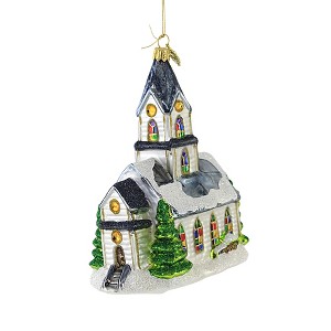 Huras 6.5 Inch Stained Glass Window Chuch Ornament Wedding Chapel Tree Ornaments - 1 of 3