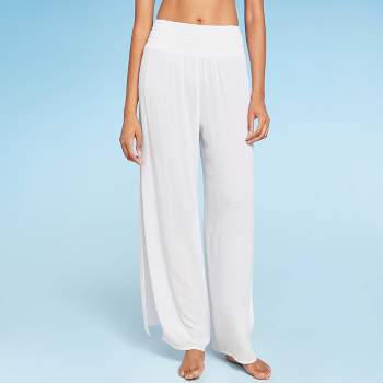 Women's Smocked Waist Side Slit Cover Up Pants - Shade & Shore™ Black Xl :  Target