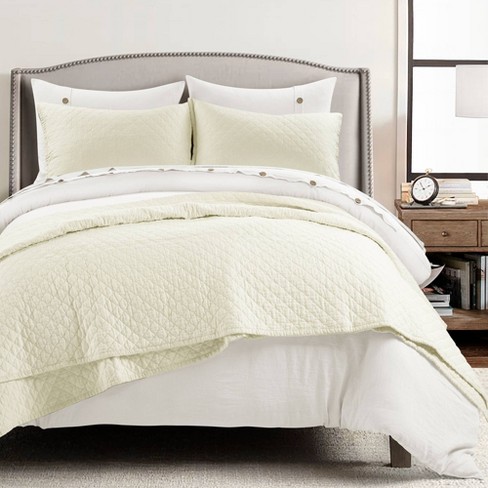 Washed Linen Ivory Quilted Sham