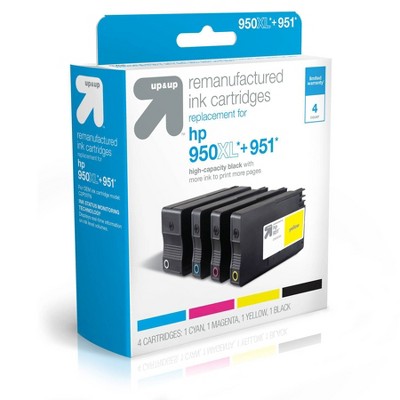 Remanufactured Black XL+Cyan/Magenta/Yellow Standard Ink Cartridges - Compatible with HP 950/951 Ink Series Printers  - TAR950XLB - up & up™