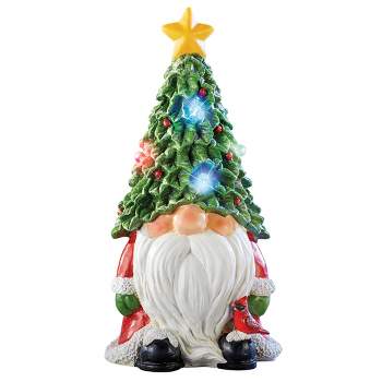 Collections Etc Solar Powered Holiday Gnome Outdoor Statue Decoration