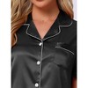 INSPIRE CHIC Women's Satin Silky Short Sleeve Shorts Button Down Lingerie Ruffle Pajamas Set - 4 of 4