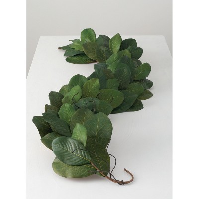 Sullivans Artificial Magnolia Leaf Garland 6' Green