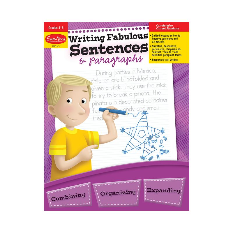 Writing Fabulous Sentences & Paragraphs, Grade 4 - 6 Teacher Resource - (Writing Skills Essentials) by  Evan-Moor Educational Publishers (Paperback), 1 of 2