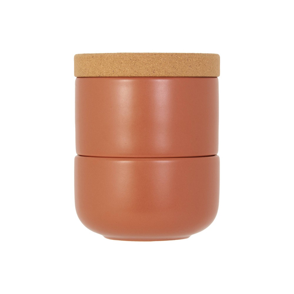 Kamenstein Ceramic and Cork Salt and Pepper Cellar Terracotta