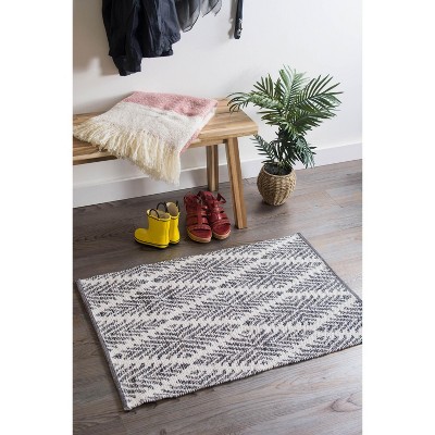 Gray Diamond Flat Woven Cotton Reversible Rug 2x3-ft