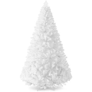 Best Choice Products Premium White Hinged Artificial Christmas Pine Tree w/ Branch Tips, Metal Base - 1 of 4