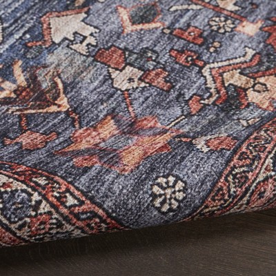 Navy & Brick 5' x 7' Reversible Flat Woven Synthetic Rug