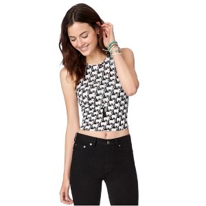 Aeropostale Womens Kitties High-Neck Tank Top, Black, Medium - 1 of 2