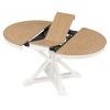 LOVMOR Retro Round Extendable Dining Table with 12" Leaf Wood Kitchen Tables, Adjustable length 42" to 54, for Kitchen, Restaurant, Off White - 4 of 4