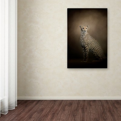 Elegant Cheetah Portrait on Brown Canvas Art