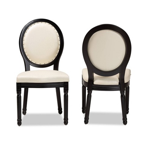 King Louis Chairs | Black leather Upholstered | Oval Back | C109