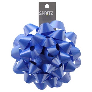 Glossy Blue Gift Bow - Spritz™: Solid Decorative Bow for All Occasions, Birthday, Easter, 6" Plastic Gift Wrapping Accessory - 1 of 1