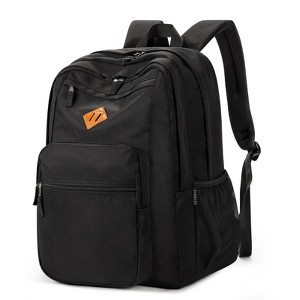 26L Black Backpack for School, College, and Travel: Water Resistant Bookbag with 8 Compartments - 1 of 4