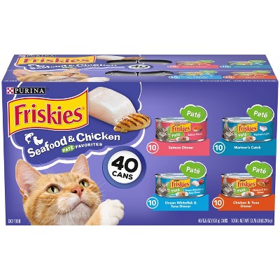 Purina Friskies Paté Seafood & Chicken Favorites Wet Cat Food - 5.5oz/40ct Variety Pack