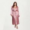 Anna-Kaci Lounge Women's PLus Size Satin Robe and Slip Set with Smooth Draping Fabric and Elegant Silhouette - 2 of 4