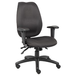 Boss Office Products High Back Task Chair with Seat Slider Black: Upholstered, Fixed Arms, Metal Frame - 1 of 4