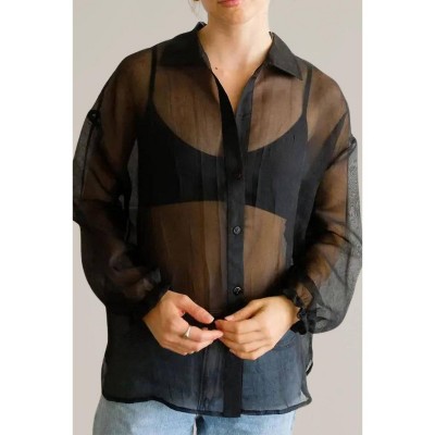 Women's Sheer Button Down Shirt - Things Between