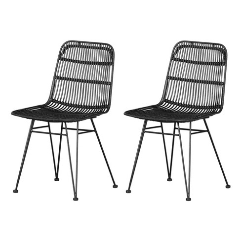 Black and white rattan best sale dining chairs