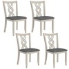 VECELO Rustic Wooden Dining Chairs, Rubber Wood Kitchen Chairs with Padded Seat & Elegant Hollowed Backrest, Gray - 2 of 4