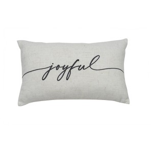 12"x20" Oversize Joyful Embroidered Lumbar Throw Pillow Ivory - Evergrace - 1 of 4
