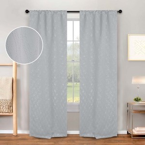 Modern Farmhouse Textured Waves Room Darkening Semi-Blackout Curtains, Set of 2 by Blue Nile Mills - 1 of 4